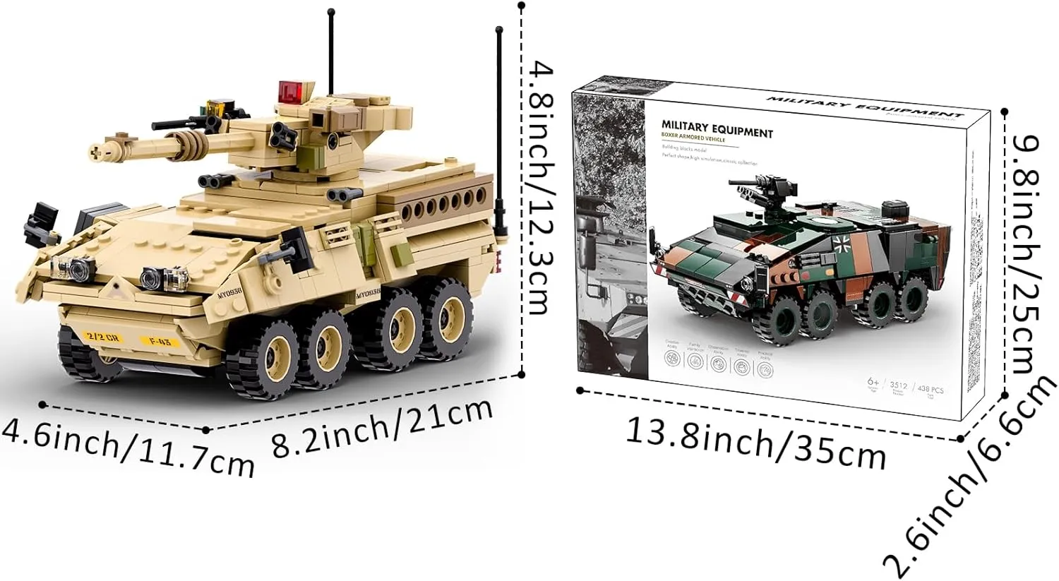 MEIEST Military Vehicle Building Blocks Sets,Armored Model Brick Set Highly Detailed Set for Military Enthusiast, Teens and Adults (M1128 Mobile Gun System)