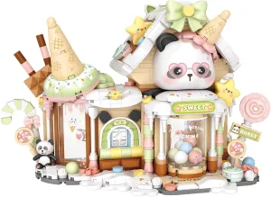MEIEST Panda Ice Cream Shop Building Blocks Set,Mini City Shop Street View Particle Construction Building Bricks Toy,Home Decoration