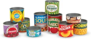 Melissa & Doug Let's Play House! Grocery Cans Play Food Kitchen Accessory ,3  years- 10 Stackable Cans With Removable Lids