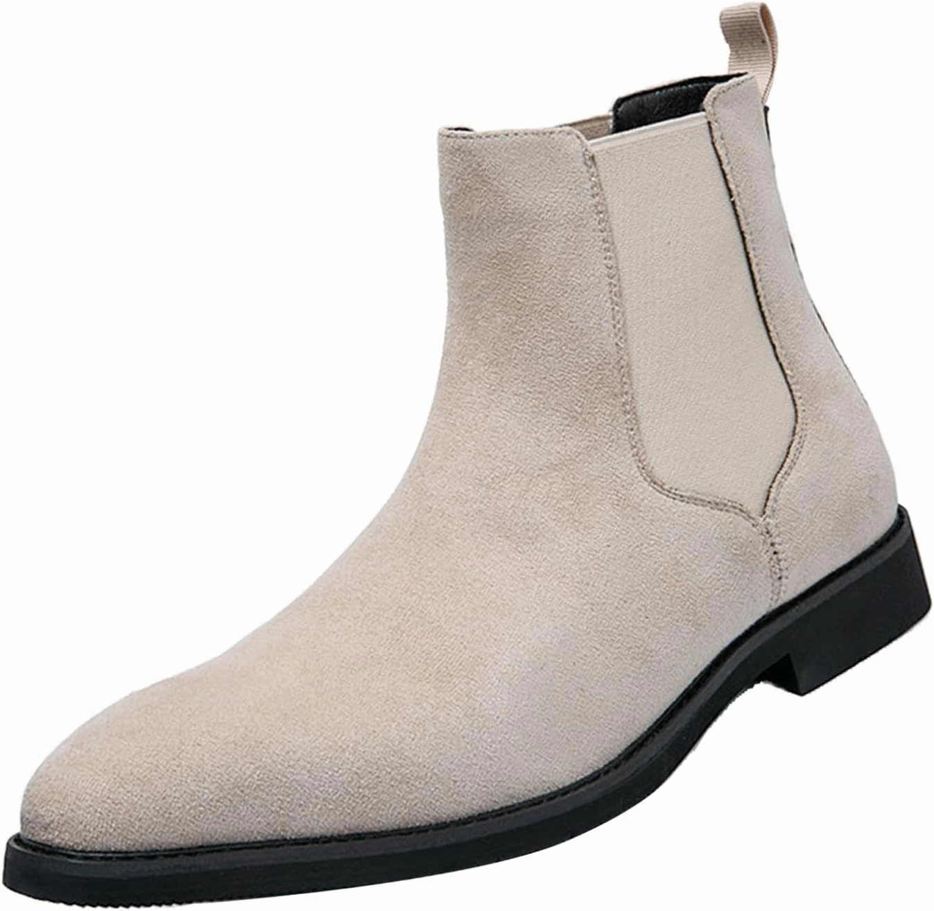 Men's Chelsea Boots Suede High-Top Classic Elastic Pull-on Business Casual Dress Oxford Chukka Ankle Short Booties
