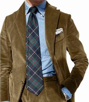 Mens Suits 2 Piece Retro Corduroy Slim Fit Business Formal Dress Suit for Wedding Prom Tuxedos Jacket Pants Set