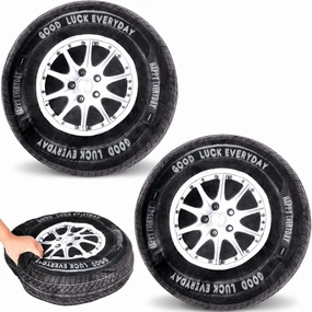 Meooeck 2 Pcs 15.7 Inch 3D Simulation Wheel Plush Pillow Car Tire Big Soft Chunky Tire Pillow Wheel Sofa Seat Toy for Boys Funny Bedroom Decor Race Car Party Gift(15.7 Inch)