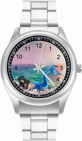 Mermaid Casual Wrist Watches for Men Classic Business Dress Watch Big Face for Work Gym