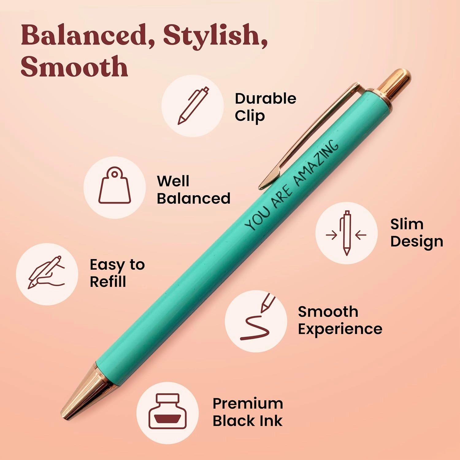 MESMOS 3pk Thank You Gifts for Women, German-Made Ink Fancy Pen Set for Women, Teacher Appreciation Gift, Nice Cute Pens, Boss Lady, Office Coworkers, Metal Ballpoint Pens
