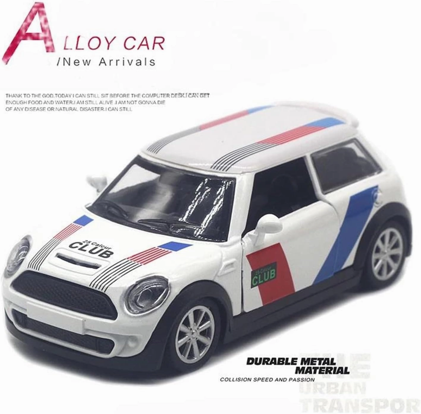 Metal Model Toy Car 1:32 for Miniature Alloy Painting 53 Racing Classic Iecast Metal Toy Vehicles Party Ornament Boy Gift CreativeGifts for Boys Lovers and Adults(White 2)