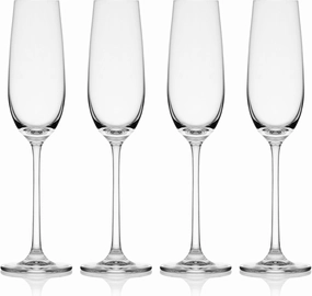 Mikasa Lana Champagne Flutes Glasses, Set of 4, 8.25 Ounce, Clear
