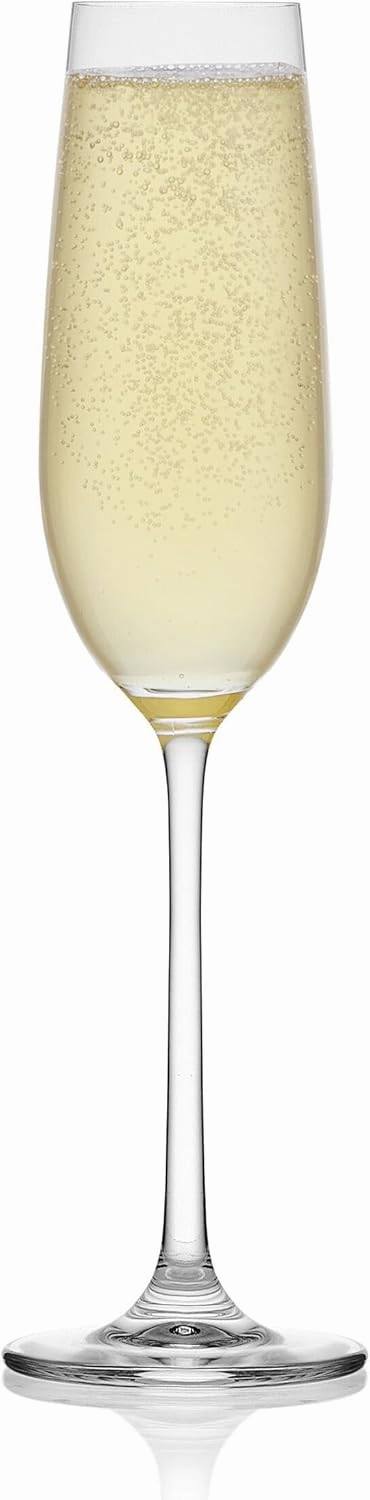 Mikasa Lana Champagne Flutes Glasses, Set of 4, 8.25 Ounce, Clear