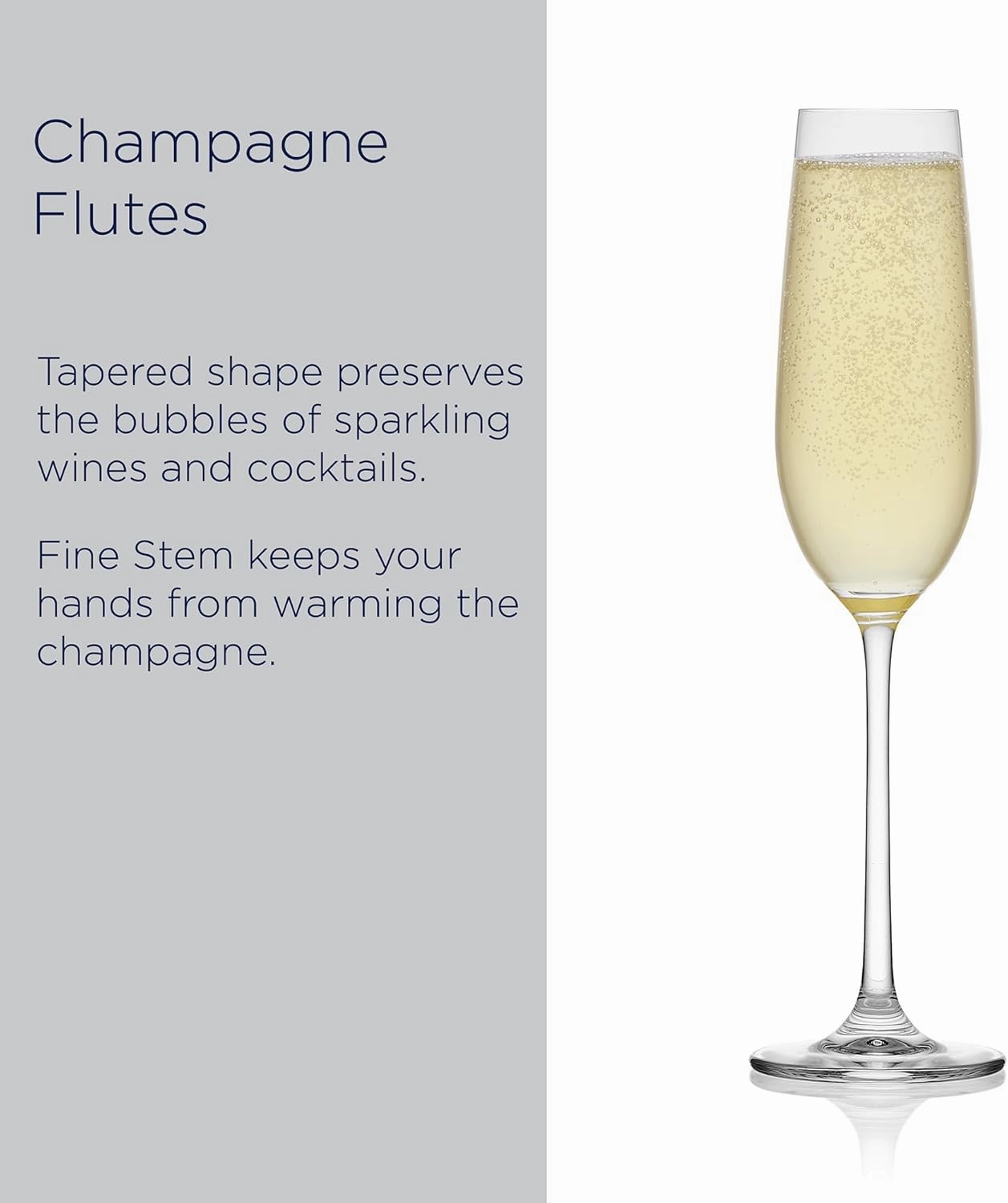 Mikasa Lana Champagne Flutes Glasses, Set of 4, 8.25 Ounce, Clear