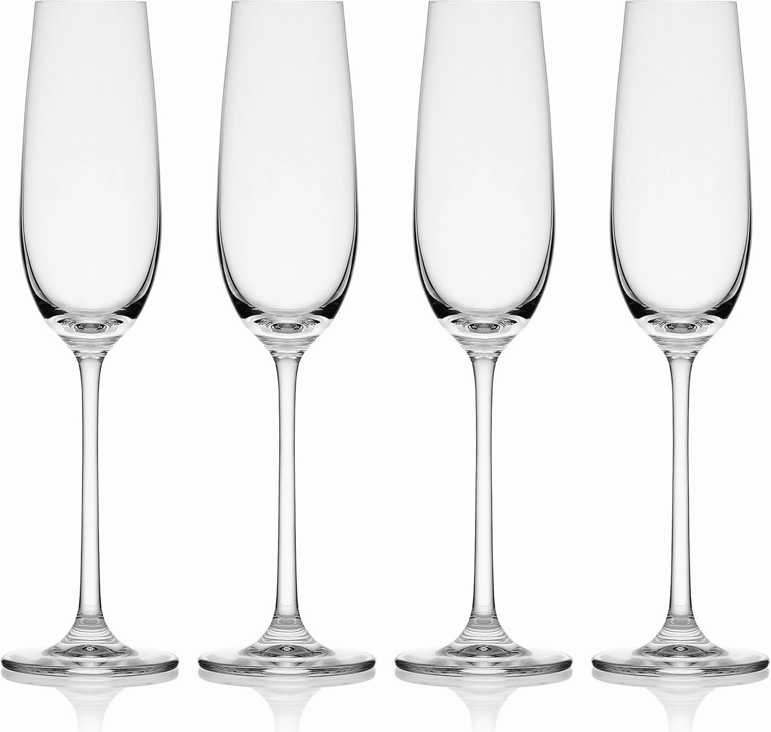 Mikasa Lana Champagne Flutes Glasses, Set of 4, 8.25 Ounce, Clear