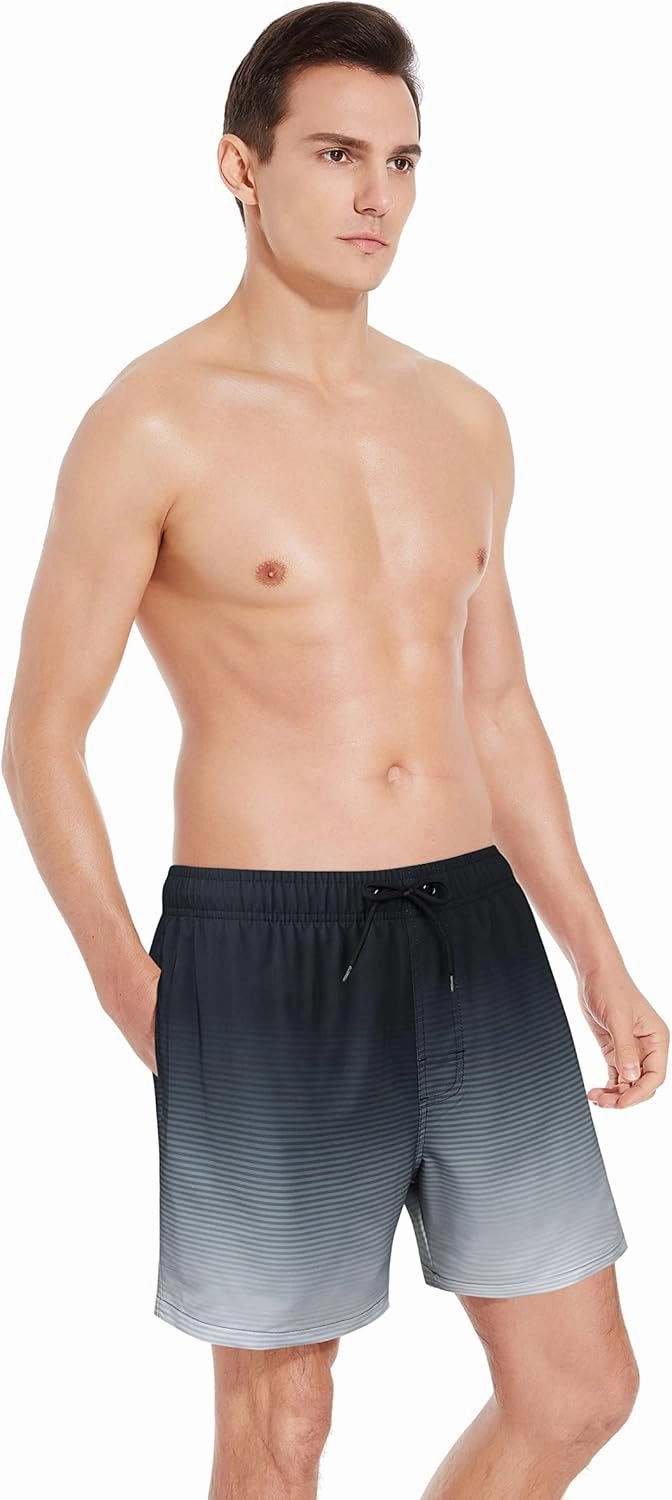 MILANKERR 5.5 inch Mens Swim Trunks with Compression Liner,Mens Bathing Suit Quick Dry Stretch Swimming Trunks