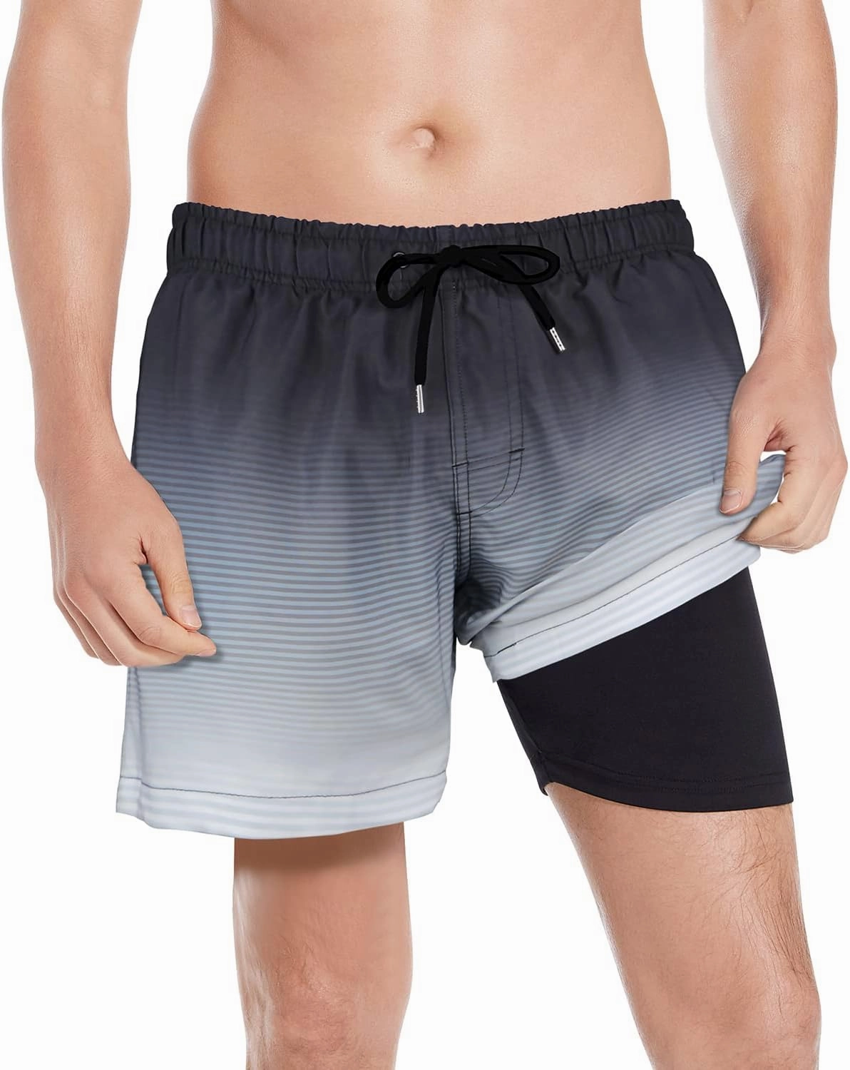 MILANKERR 5.5 inch Mens Swim Trunks with Compression Liner,Mens Bathing Suit Quick Dry Stretch Swimming Trunks