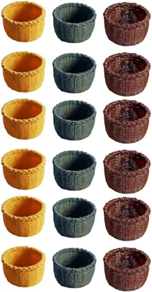 Milisten 30pcs Miniature Basket Creative Decorative Baskets for Dollhouse Boys and Girls Play and Photo Props Realistic Model Natural for Miniature Furniture and Crafts