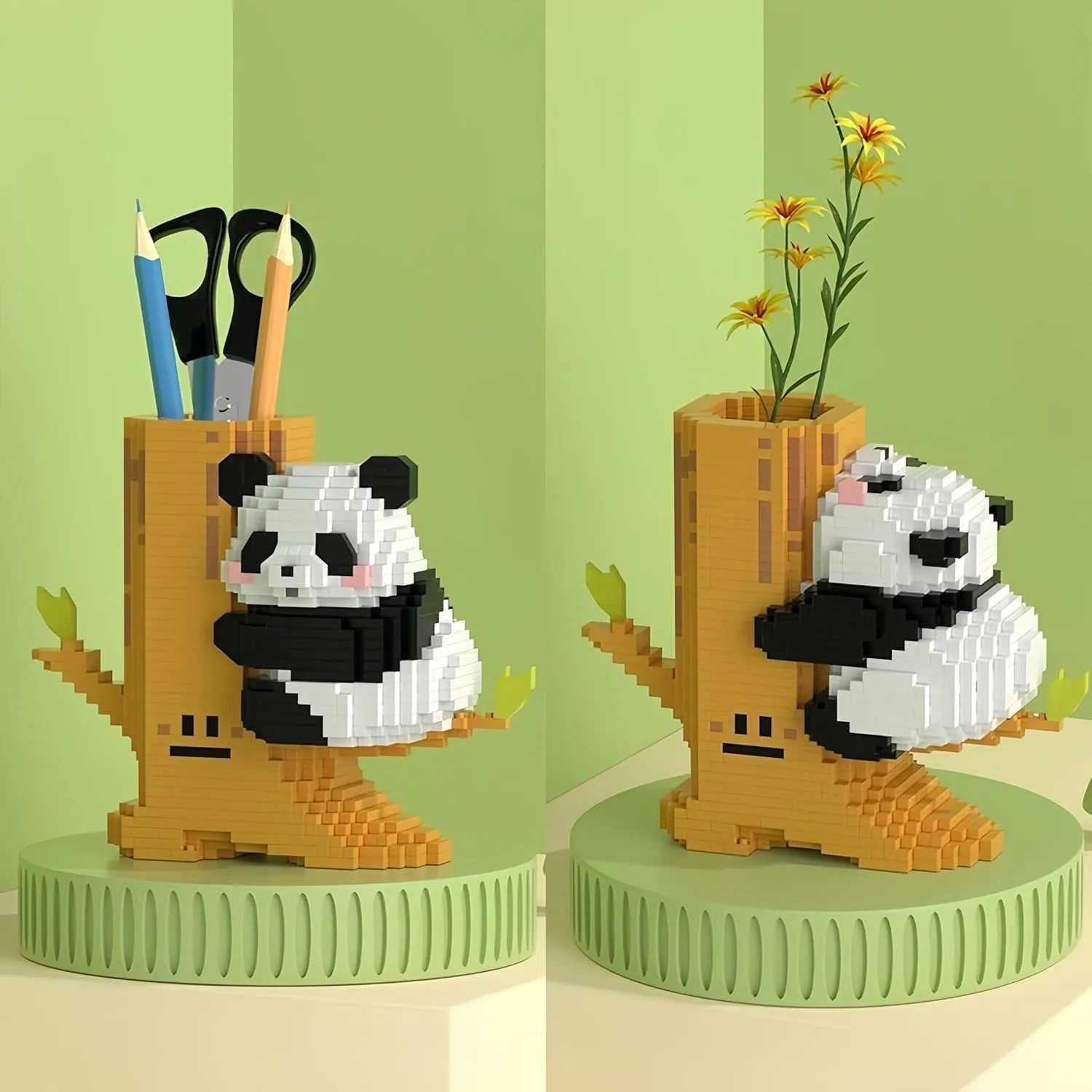 Mini Building Blocks Panda 2 in 1 Cute Mini Panda Blocks Buiding Sets for Kids 6 7 8 9 10  Teens Adult 3D Animal Blocks Toy (Panda Pen Holder)
