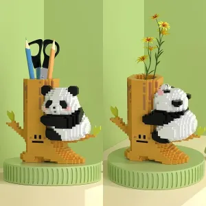 Mini Building Blocks Panda 2 in 1 Cute Mini Panda Blocks Buiding Sets for Kids 6 7 8 9 10  Teens Adult 3D Animal Blocks Toy (Panda Pen Holder)