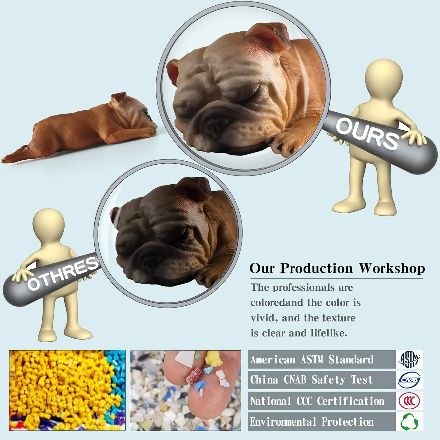 Mini Bulldogs Figurines 5PCS Puppy Party Decorations for Girls Sleeping Dog Figurines for Kids Dogs Figures Bulldog Toys Dollhouse Christmas Birthday Gift 2-3.5 Inch