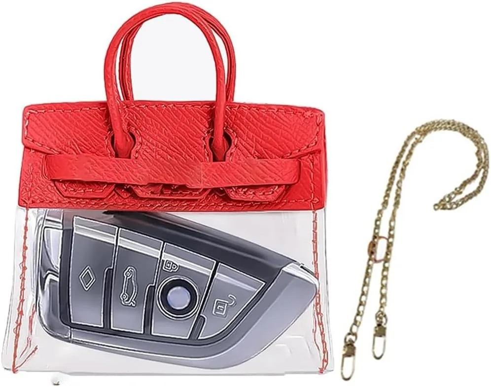 Mini Creative Handbag Design Car Keys, Exquisite Transparent Small Handbag with Key Case Buckle Universal