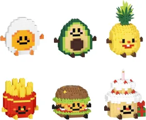 Mini Food Building Sets for Adults, Party Favors for Kids 8-12, Egg, Fruit & Cake Collectible Model Kits, Goodie Bags Stuffers, Small Prize Toys Gifts for Teens Girls Boys (6 Pack )