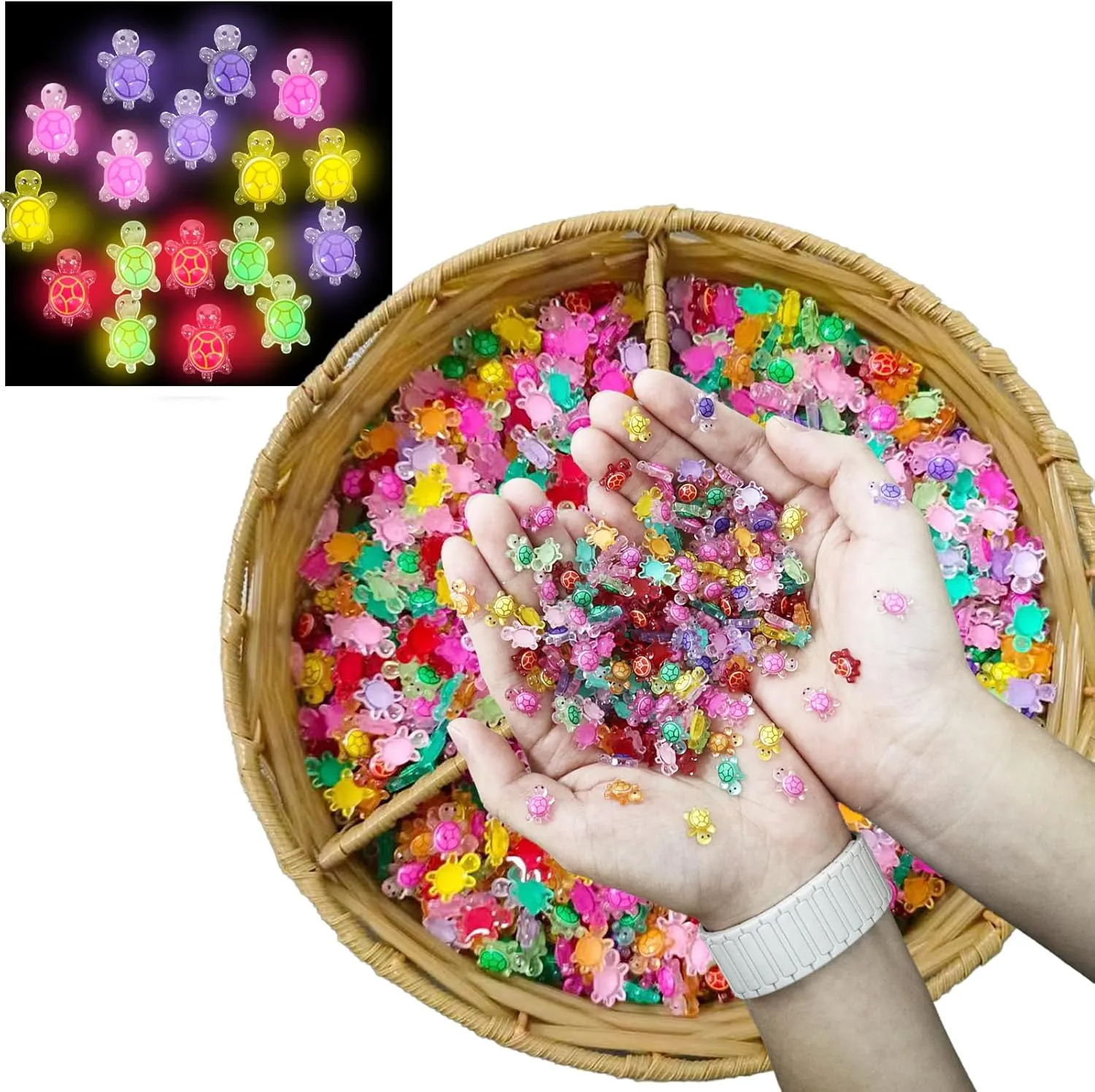 Mini Glow in The Dark Turtle Figurines - Small Resin Animals for Fairy Garden, DIY Dollhouse Decor, Tiny Miniature Things to Hide, Micro Landscaping (500)
