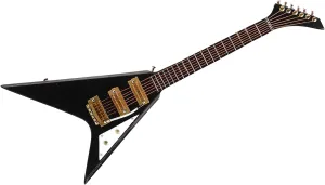 Miniature Electric Guitar, Wooden Miniature Electric Guitar with Stand Black Mini Musical Instrument Dollhouse Model Decoration 7.3in