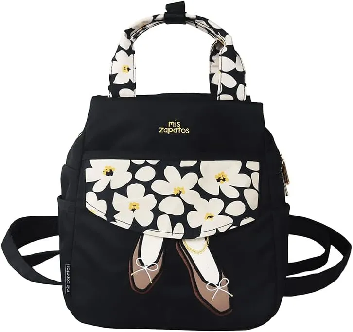 Miss Sapato B-7351 Women's Backpack, Ribbon Pumps, 3-Way, B5 Size, Black