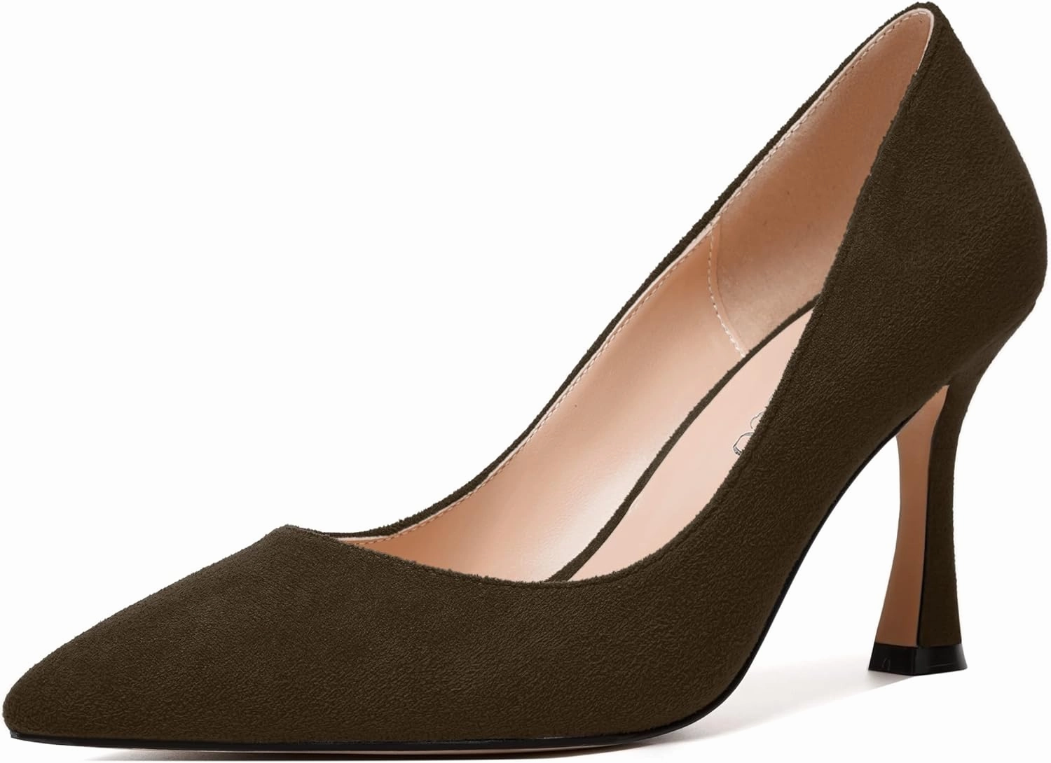 MODENCOCO Womens Fashion Slip On Pointed Toe Sexy Party Suede Stiletto High Heel Pumps Dress Shoes 3.5 Inch