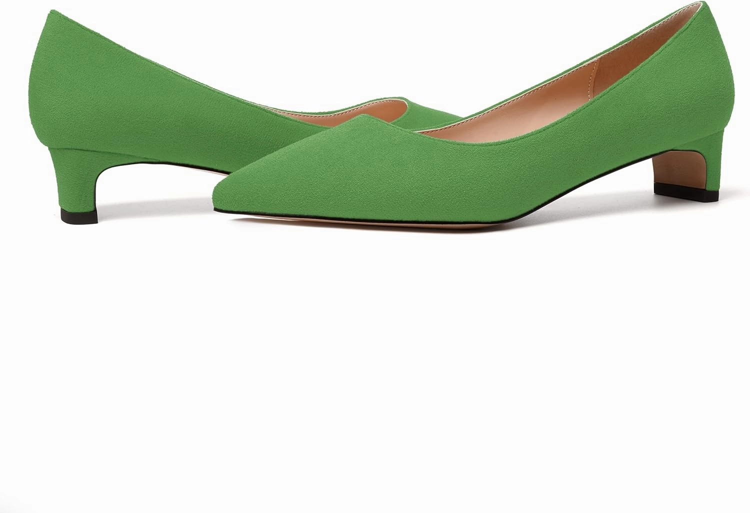 MODENCOCO Womens Pointed Toe Casual Slip On Fashion Wedding Suede Chunky Low Heel Pumps Dressy Shoes 1.5 Inch