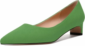 MODENCOCO Womens Pointed Toe Casual Slip On Fashion Wedding Suede Chunky Low Heel Pumps Dressy Shoes 1.5 Inch
