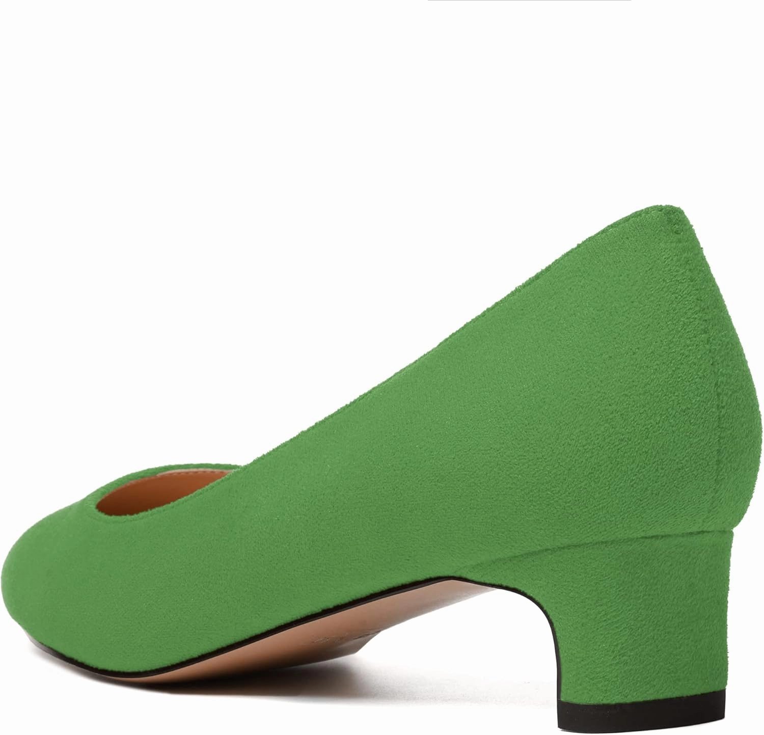 MODENCOCO Womens Pointed Toe Casual Slip On Fashion Wedding Suede Chunky Low Heel Pumps Dressy Shoes 1.5 Inch