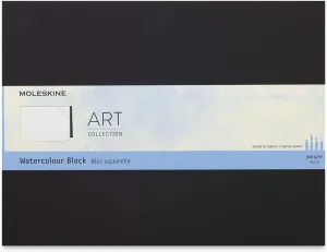 Moleskine Art Watercolor Block, Hard Cover, XL (7.5" x 9.75") Plain/Blank, Black, 20 Pages