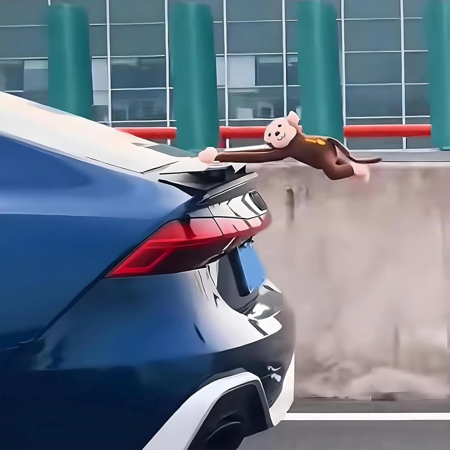 Monkey Squad, Tailwind Monkey for Cars, Hanging Monkey Stuffed Animal Car Tail Exterior Decoration, Adorable Wind-Braving Plush Monkeys, Interesting Car Companion (Brown)