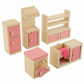 Montessori Dollhouse Furniture Sets| Natural & Pink | Choice of Room Sets