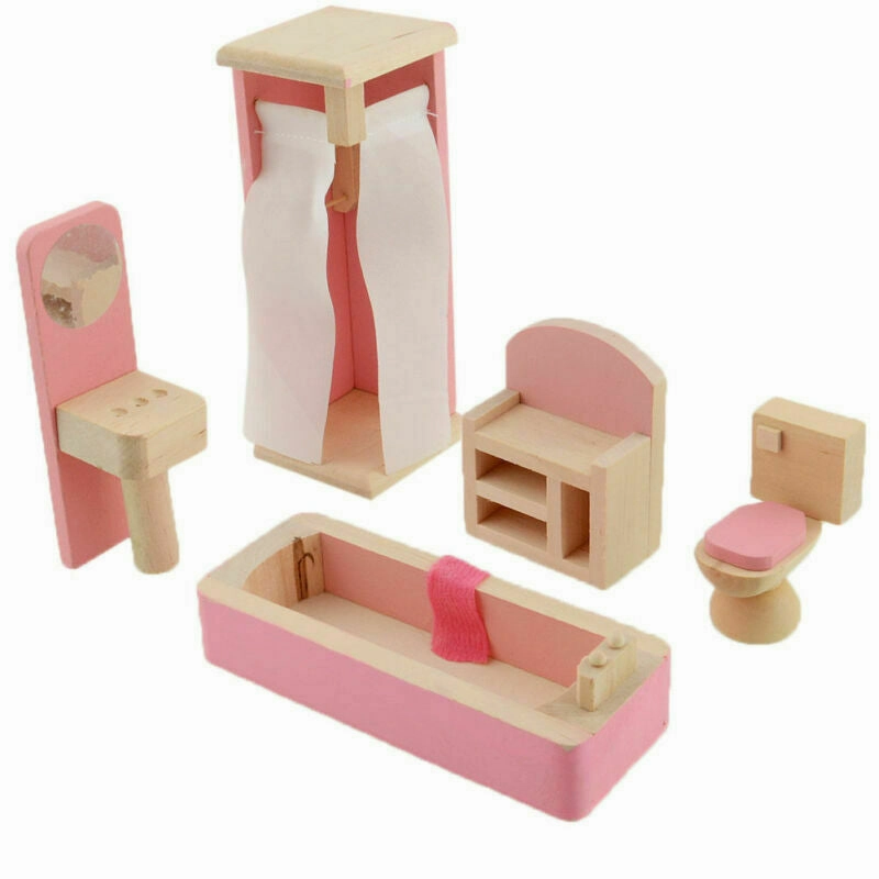 Montessori Dollhouse Furniture Sets| Natural & Pink | Choice of Room Sets
