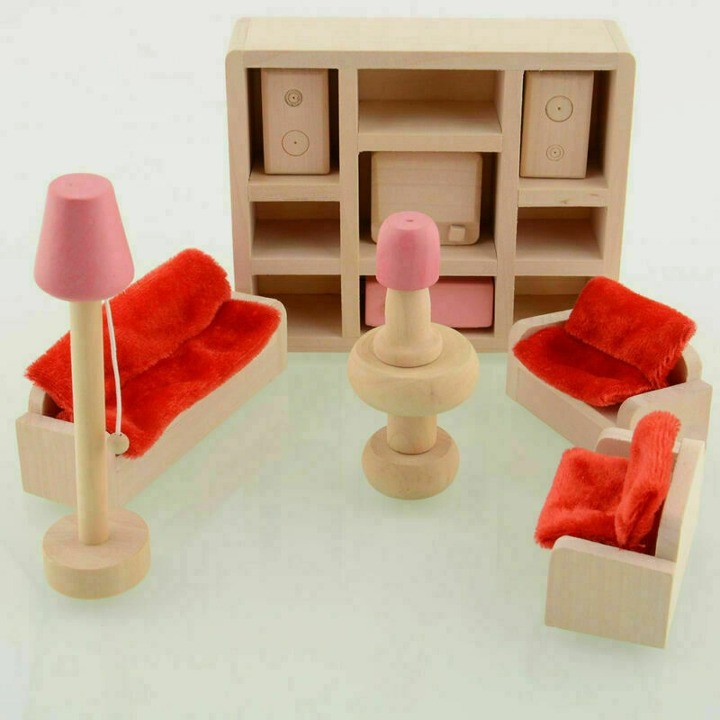 Montessori Dollhouse Furniture Sets| Natural & Pink | Choice of Room Sets