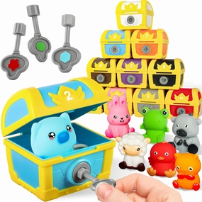 Montessori Sensory Learning Toys for 1 2 3 Year Old Toddlers, 30 PCS Surprise Farm Animal Toys with Keys Counting, Matching & Sorting Kids Fine Motor Skill Games, Preschool Christmas Birthday Gift