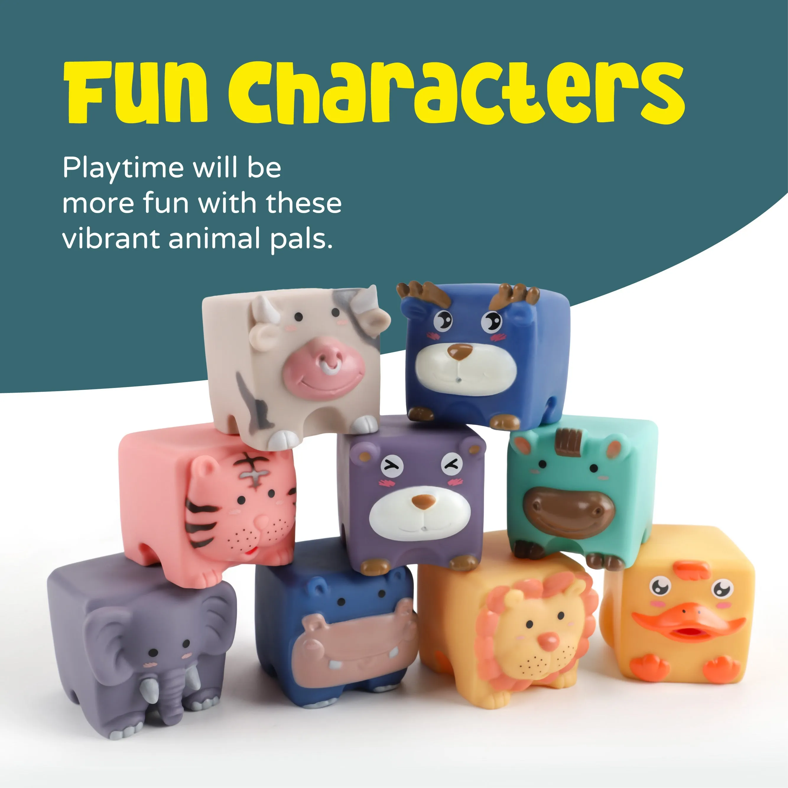 Moon -  Animal Building Blocks – Set Of 9 Pcs  - Multicolour
