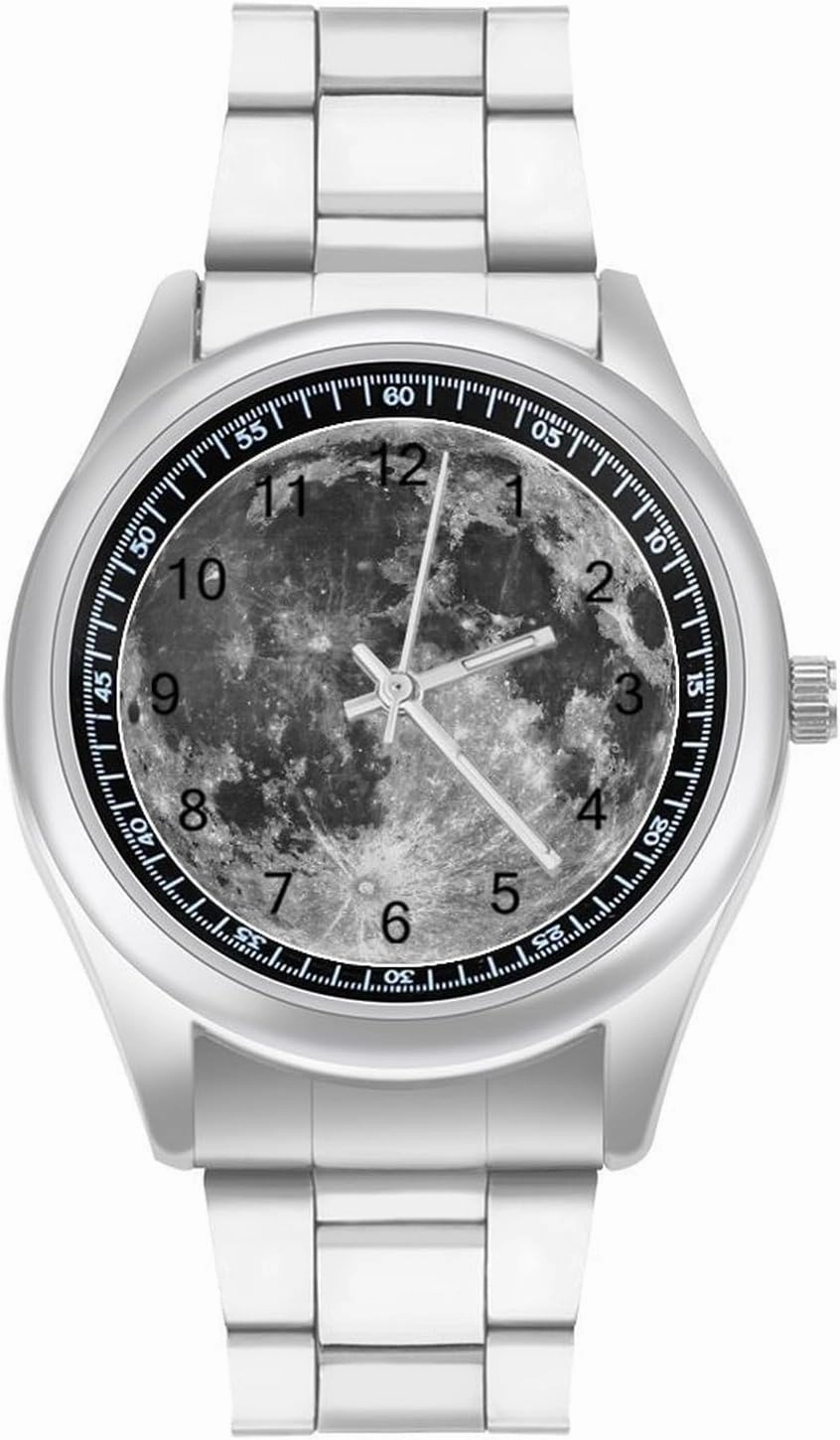 Moon Logo Casual Wrist Watches for Men Classic Business Dress Watch Big Face for Work Gym