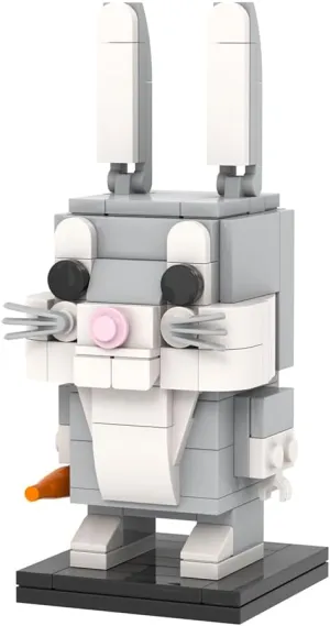 MOOXI-MOC Animals Bunny Brick Mini Headz Building Set,Creative Cute Building Blocks Children Kit,Gifts for Kids(113pcs)
