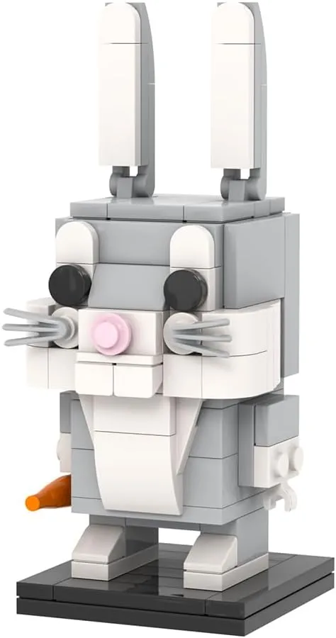MOOXI-MOC Animals Bunny Brick Mini Headz Building Set,Creative Cute Building Blocks Children Kit,Gifts for Kids(113pcs)