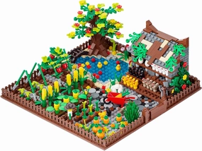 MOOXI-MOC Farm Animal Building Block Toy Set,Chicken Coop Trees Garden Flowers Accessories Brick Kits,Great Gifts for Kids(858pcs)