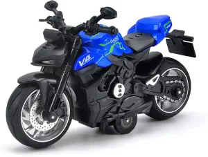 Motorcycle Toy - Motorcycle Toys for Kids 3-5 5-8,Mini Toy Motorcycles with Lights and Sounds for 3   Years Old Boys and Girls (Blue)