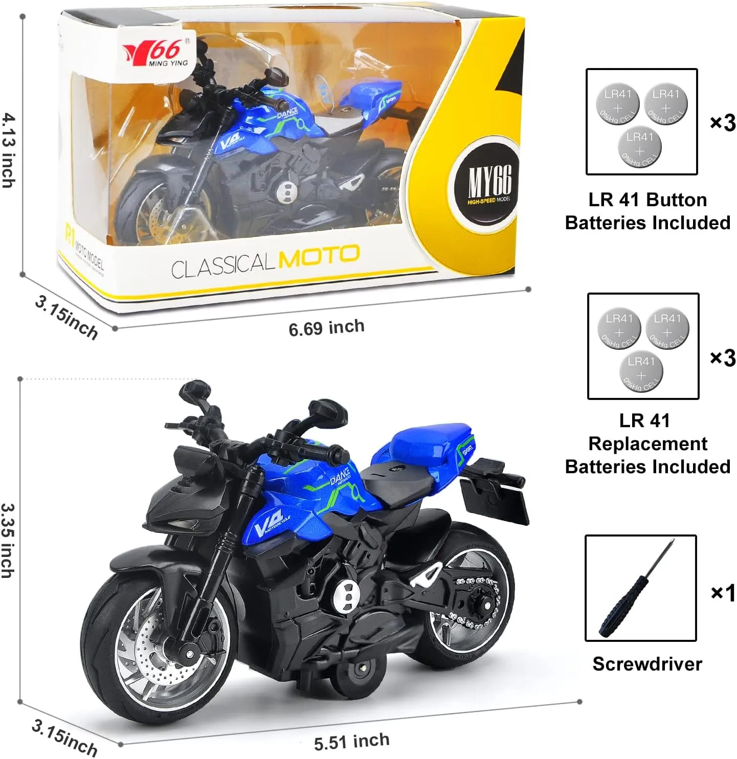 Motorcycle Toy - Motorcycle Toys for Kids 3-5 5-8,Mini Toy Motorcycles with Lights and Sounds for 3   Years Old Boys and Girls (Blue)