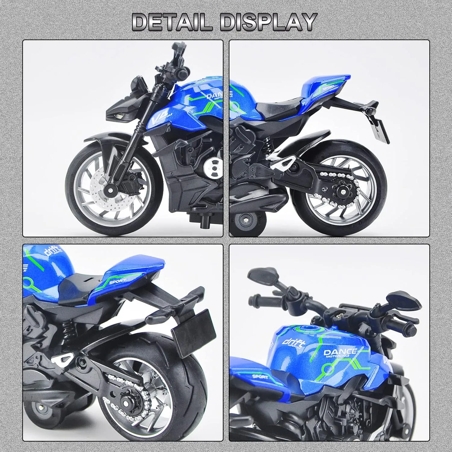 Motorcycle Toy - Motorcycle Toys for Kids 3-5 5-8,Mini Toy Motorcycles with Lights and Sounds for 3   Years Old Boys and Girls (Blue)
