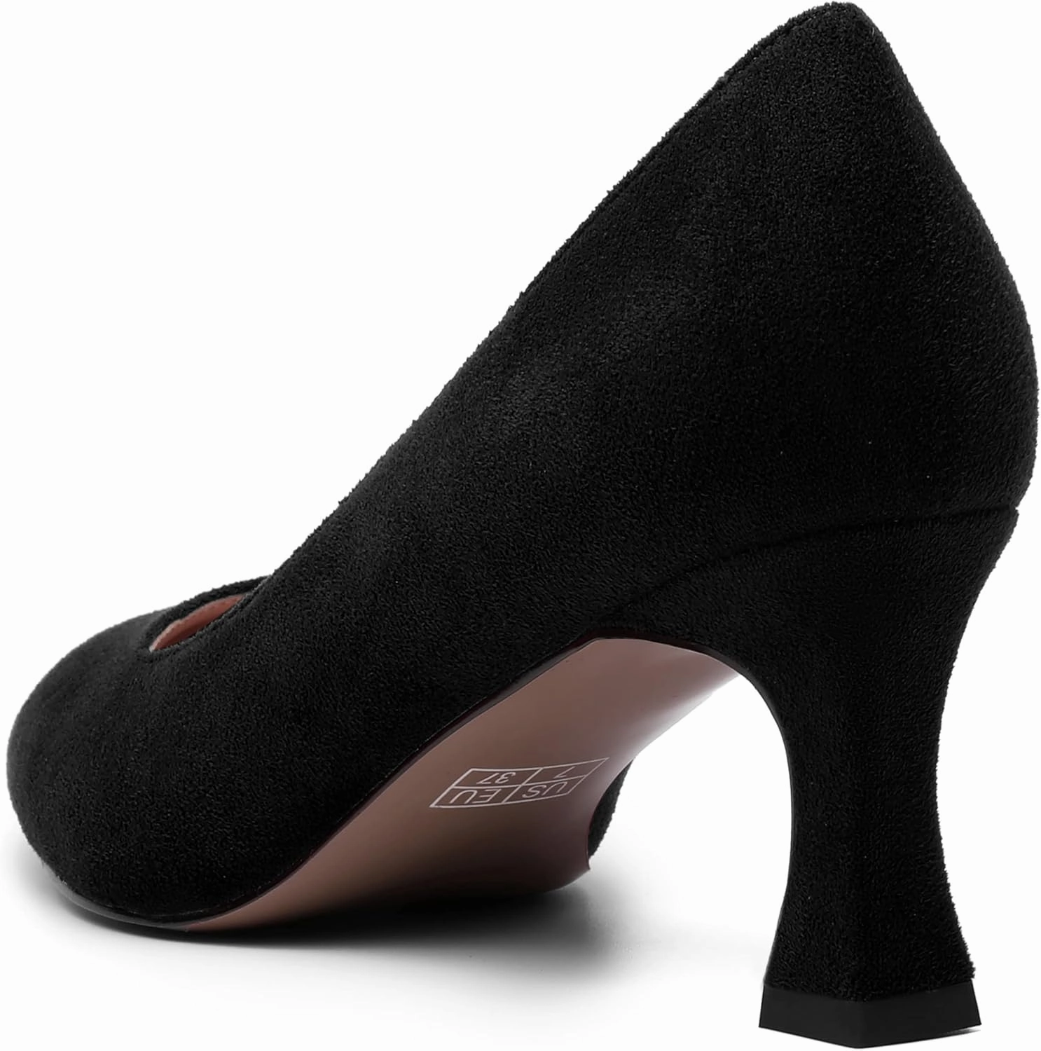 MOVINSTEPS Womens Cute Slip On Solid Round Toe Suede Dating Spool Mid Heel Pumps Shoes 2.5 Inch
