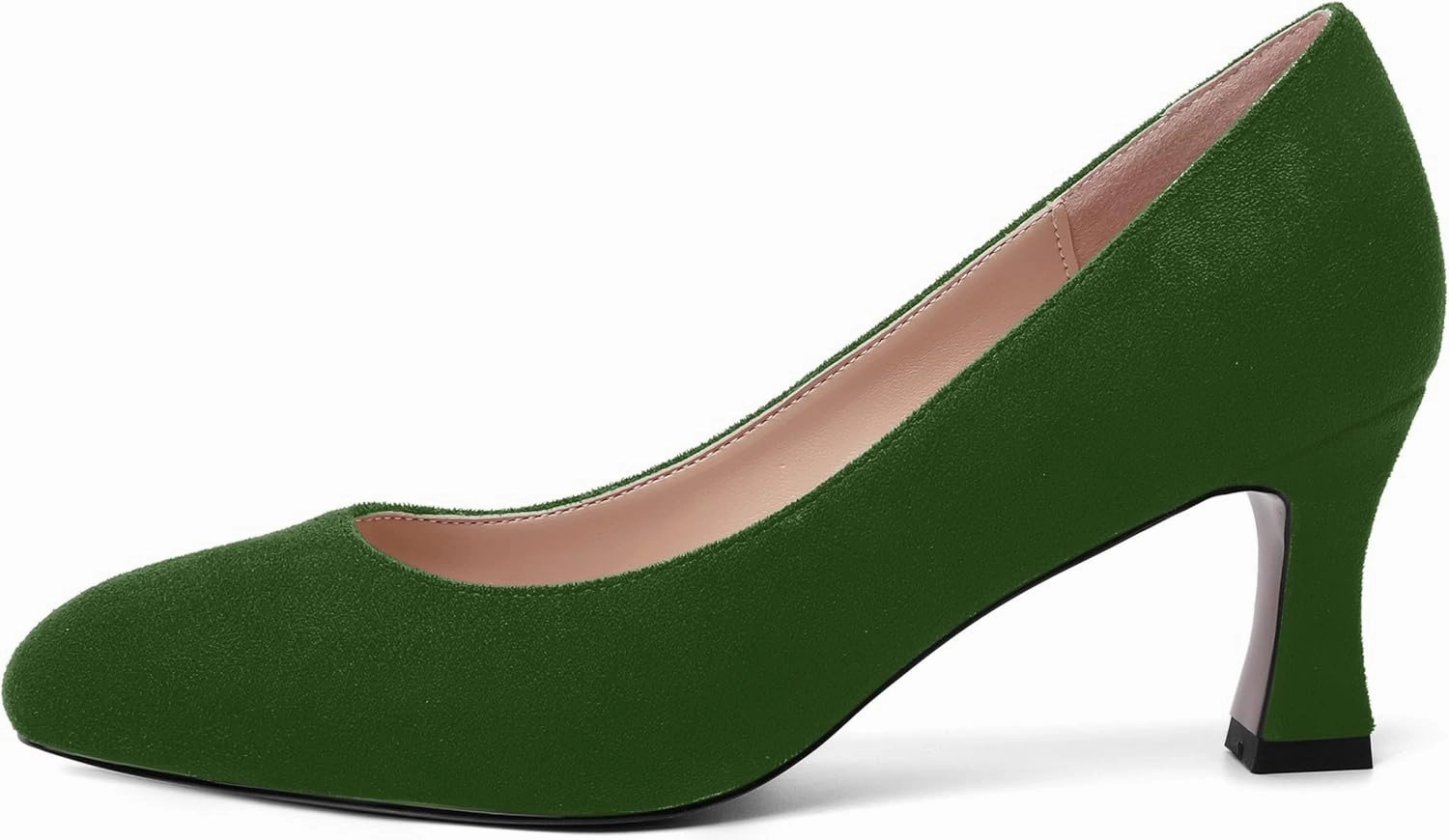 MOVINSTEPS Womens Cute Slip On Solid Round Toe Suede Dating Spool Mid Heel Pumps Shoes 2.5 Inch