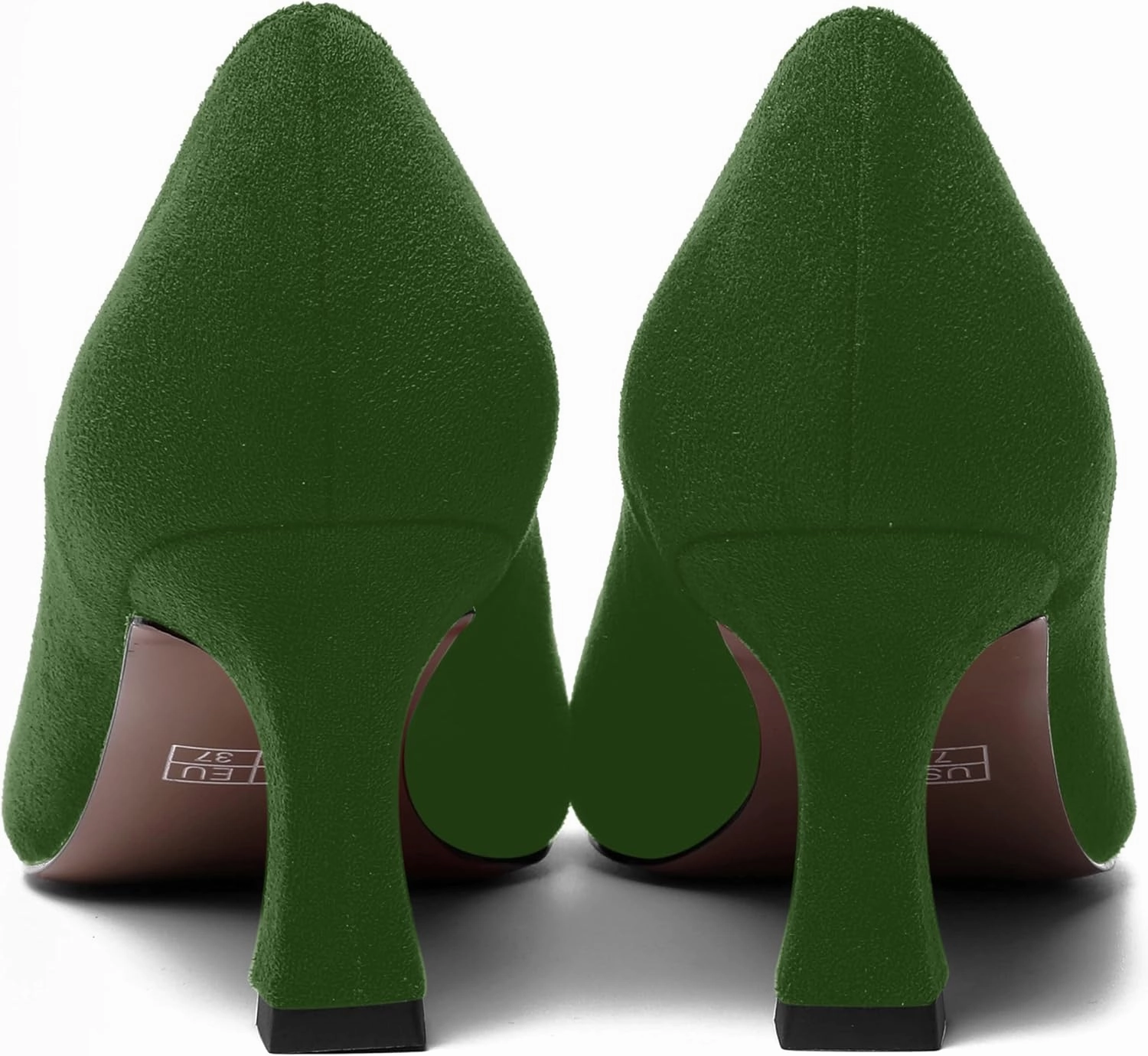 MOVINSTEPS Womens Cute Slip On Solid Round Toe Suede Dating Spool Mid Heel Pumps Shoes 2.5 Inch