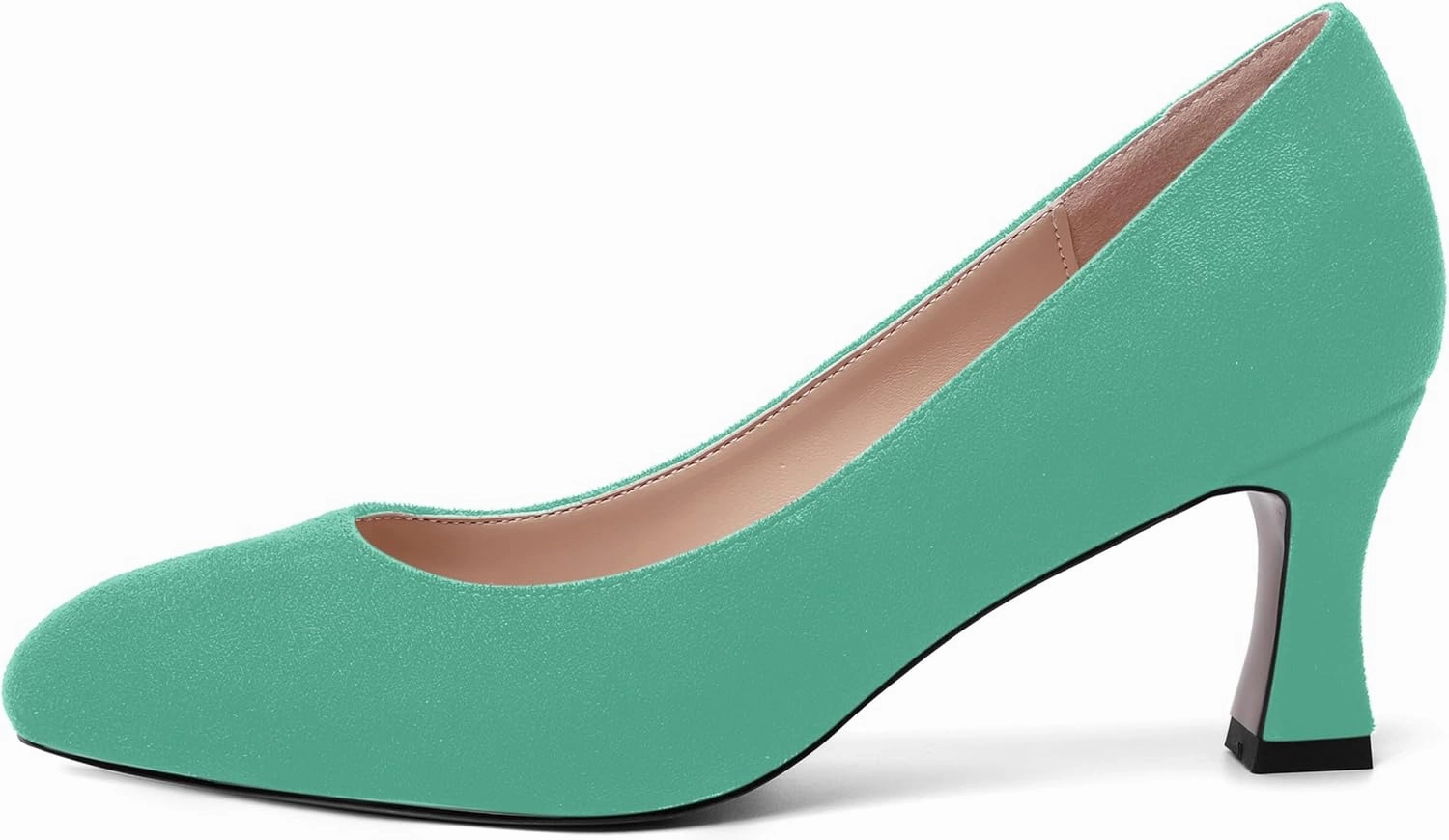 MOVINSTEPS Womens Cute Slip On Solid Round Toe Suede Dating Spool Mid Heel Pumps Shoes 2.5 Inch