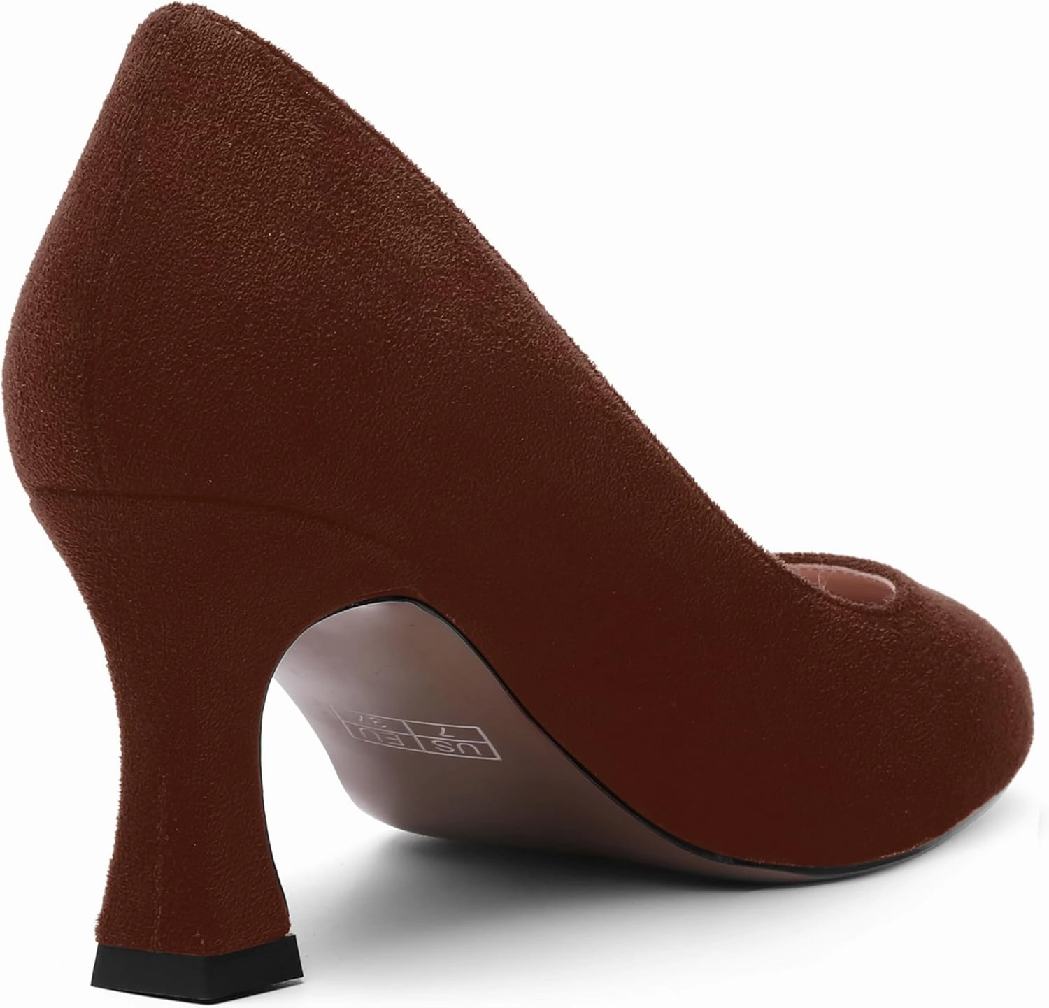 MOVINSTEPS Womens Cute Slip On Solid Round Toe Suede Dating Spool Mid Heel Pumps Shoes 2.5 Inch