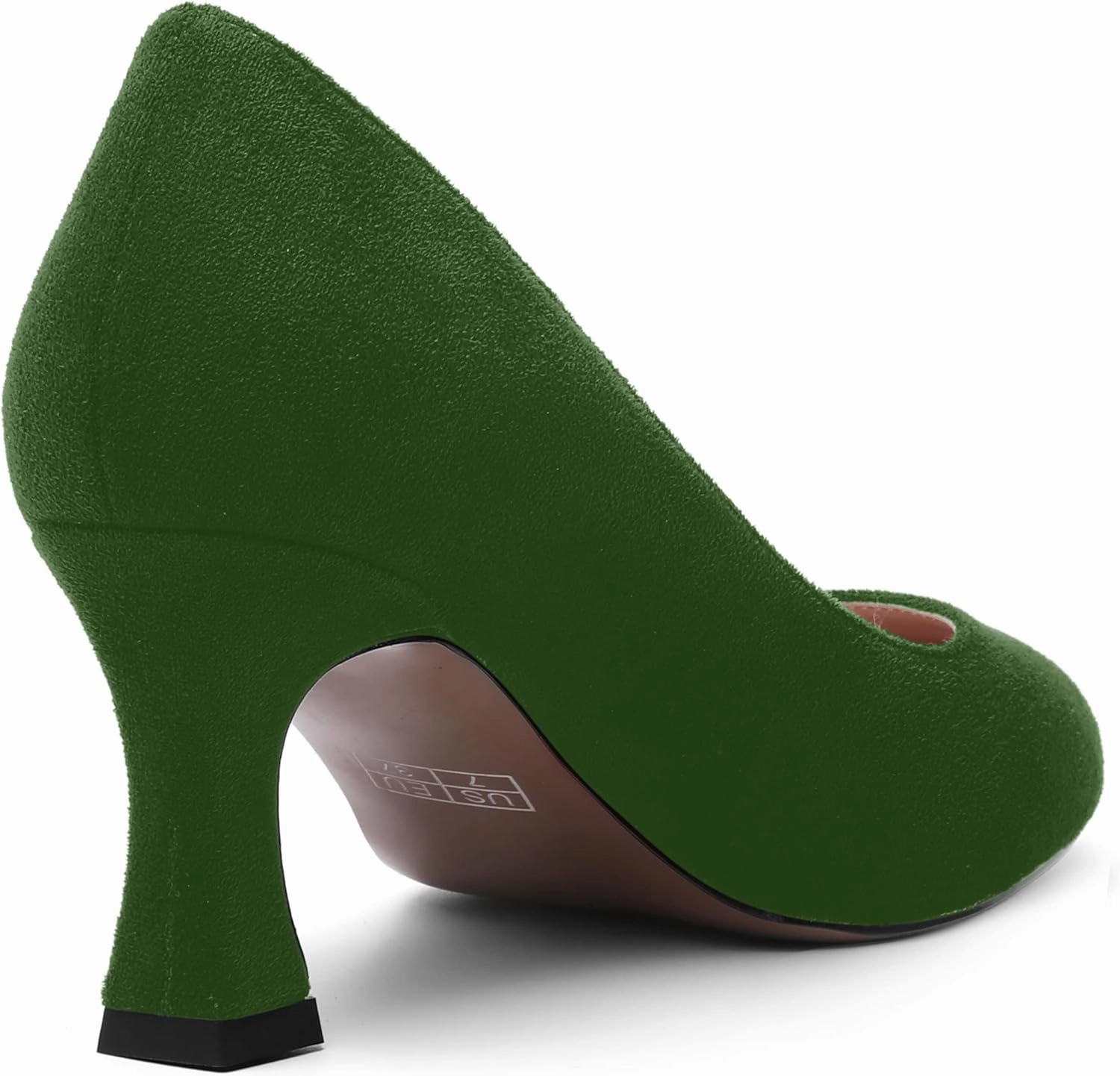 MOVINSTEPS Womens Cute Slip On Solid Round Toe Suede Dating Spool Mid Heel Pumps Shoes 2.5 Inch