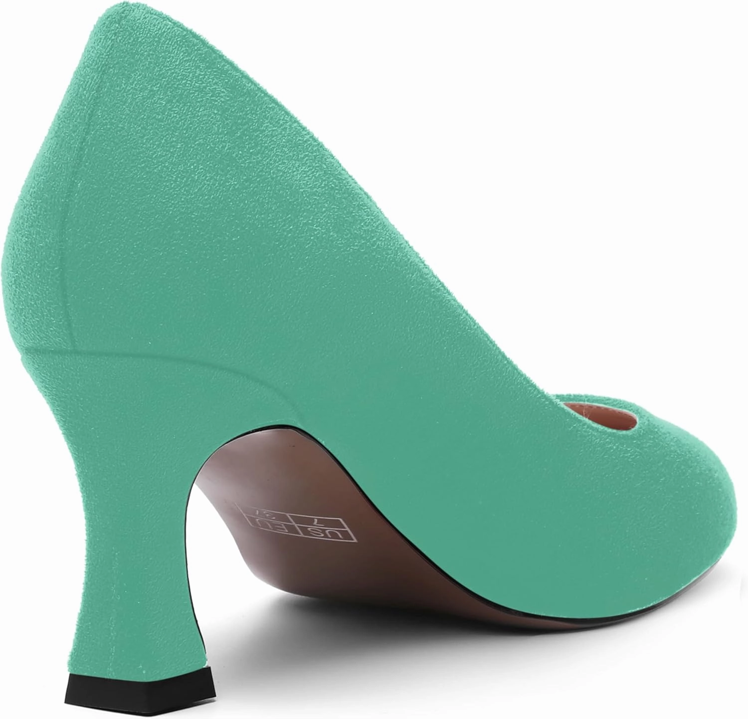 MOVINSTEPS Womens Cute Slip On Solid Round Toe Suede Dating Spool Mid Heel Pumps Shoes 2.5 Inch