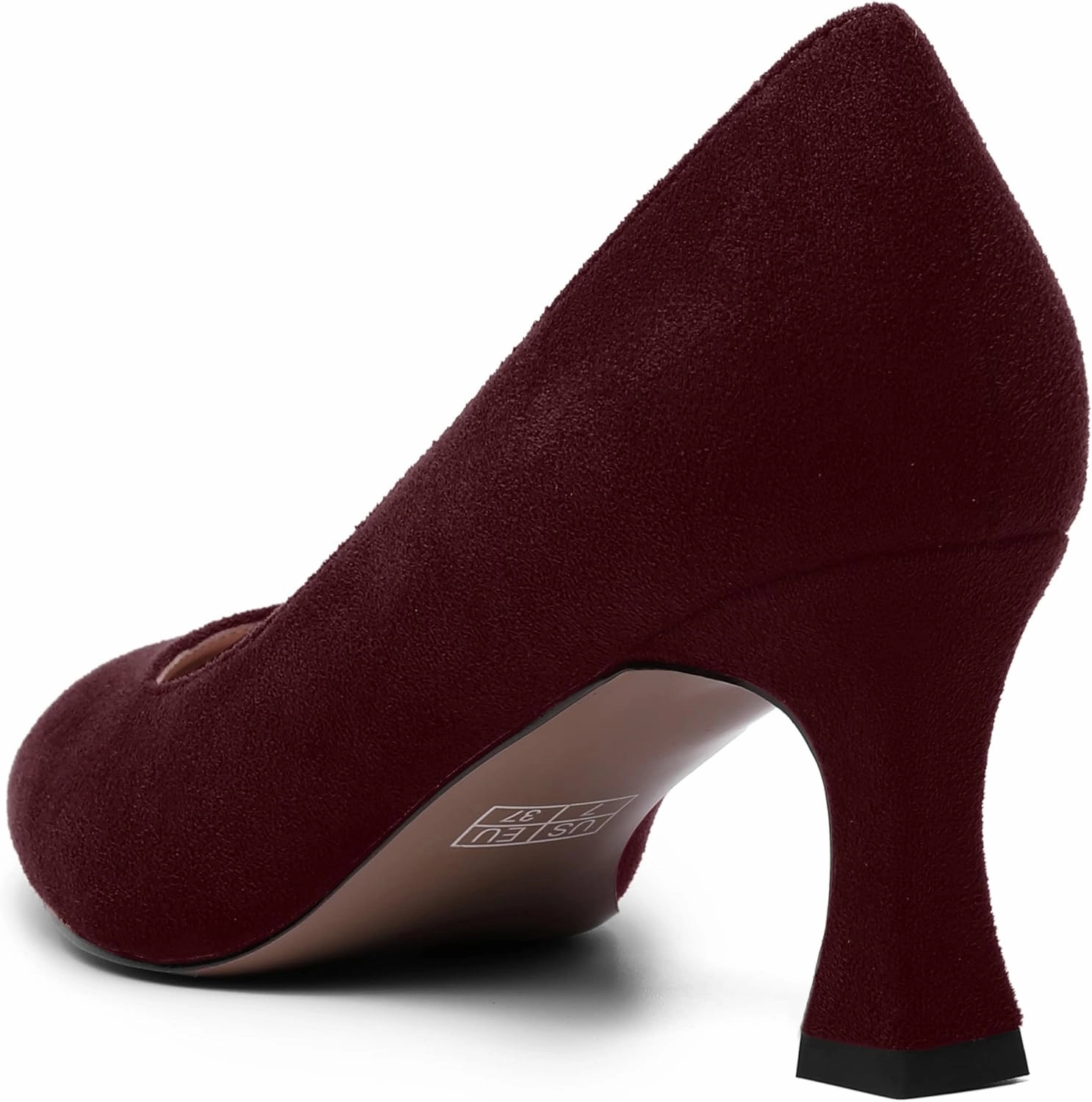 MOVINSTEPS Womens Cute Slip On Solid Round Toe Suede Dating Spool Mid Heel Pumps Shoes 2.5 Inch